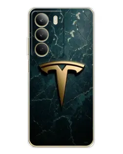 Чехол для Realme C71 с картинкой «Мраморная Tesla Gold»