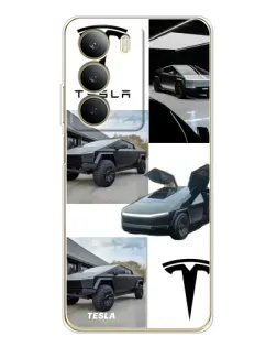 Чехол для Realme C71 с картинкой «Коллаж Cybertruck Tesla»