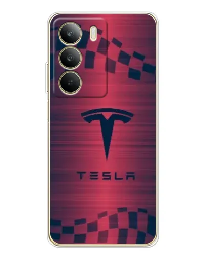 Чехол для Realme C71 с картинкой «Тесла красный карбон»