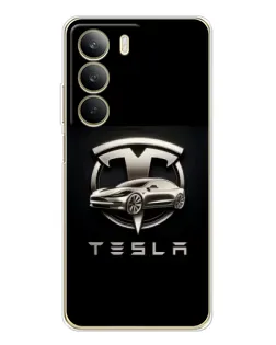 Чехол для Realme C71 с картинкой «Tesla — серебристое авто»