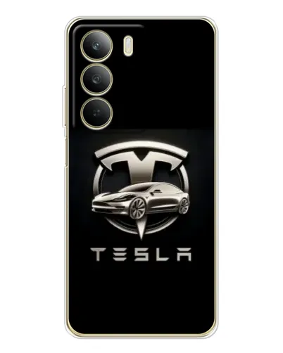 Чехол для Realme C71 с картинкой «Tesla — серебристое авто»