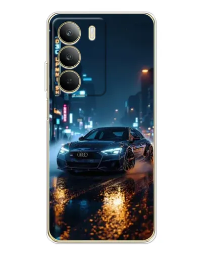 Чехол для Realme C71 с картинкой «Ночной город и Audi»