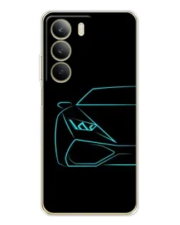 Чехол для Realme C71 с картинкой «Голубой силуэт Lamborghini»