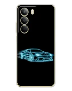 Чехол для Realme C71 с картинкой «Неоновый контур Lamborghini»