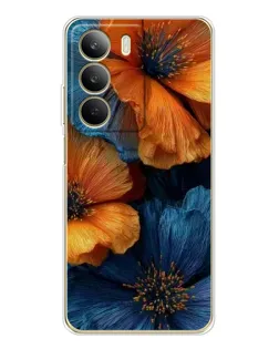 Чохол для Realme C71 з картинкою «Яскрава синьо-помаранчева флора»