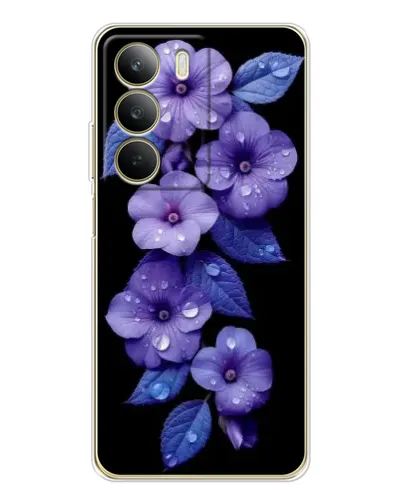 Чохол для Realme C71 з картинкою «Фіолетові квіти з росою»