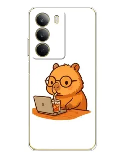 Чехол для Realme C71 с картинкой «Капибара с ноутбуком»