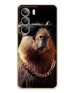Чехол для Realme C71 с картинкой «Капибара золотая цепь»