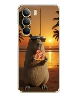 Чехол для Realme C71 с картинкой «Капибара с пиццей»