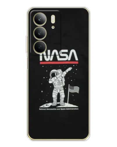 Чехол для Realme C73 5G с картинкой «NASA — шагаем по Луне»