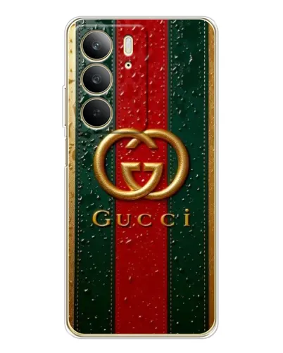 Чехол для Realme C73 5G с картинкой «Gucci — фирменная полоса и золото» Чехол для Realme C73 5G с картинкой «Gucci — фирменная полоса и золото»