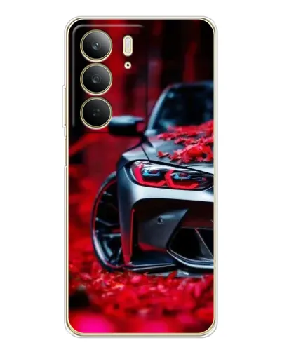 Чехол для Realme C73 5G с картинкой «Спортивная BMW и цветы»