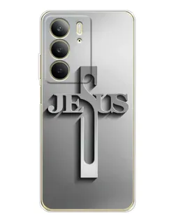 Чехол для Realme C73 5G с картинкой «Металлический крест Jesus»