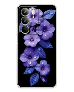 Чохол для Realme C73 5G з картинкою «Фіолетові квіти з росою»