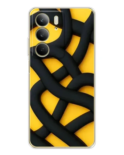 Чехол для Realme C73 5G с картинкой «Черное желтое переплетение»