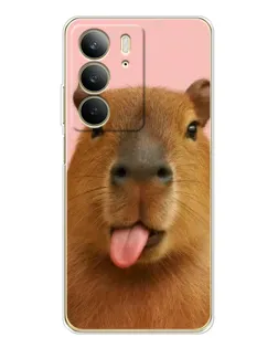 Чехол для Realme C73 5G с картинкой «Капибара с языком»