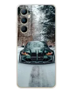 Чехол для Realme C75 с картинкой «BMW в зимнем лесу»