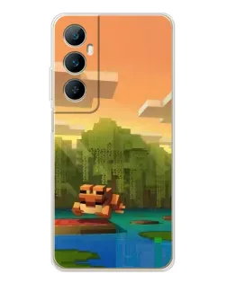 Чехол для Realme C75 с картинкой «Майнкрафт закат солнца»