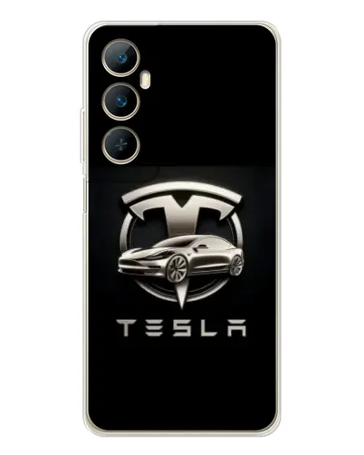 Чехол для Realme C75 с картинкой «Tesla — серебристое авто» Чехол для Realme C75 с картинкой «Tesla — серебристое авто»