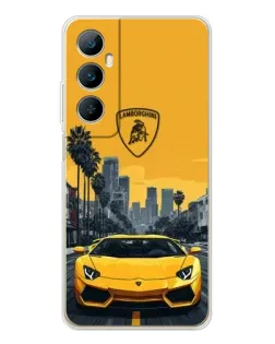 Чехол для Realme C75 с картинкой «Желтый Lamborghini город»