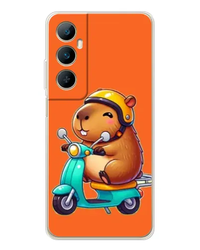 Чехол для Realme C75 с картинкой «Капибара на скутере»