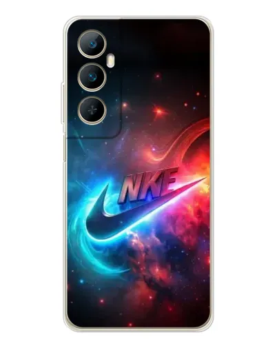 Чехол для Realme C76 с картинкой «Огненный логотип Nike»