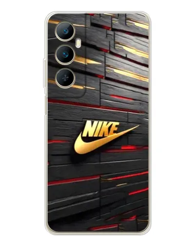 Чехол для Realme C76 с картинкой «Золотой Nike на металле»