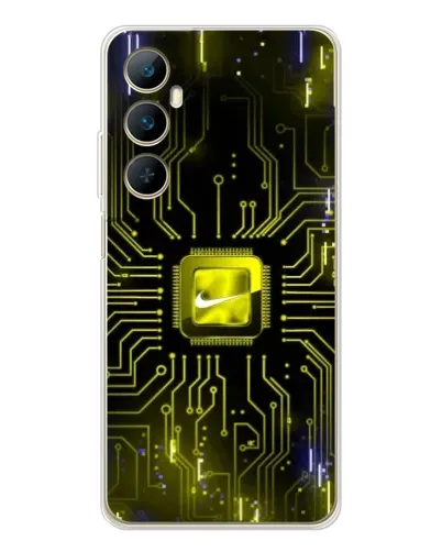 Чехол для Realme C76 с картинкой «Nike — золотая искра»
