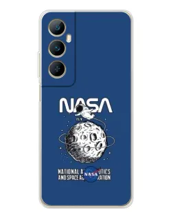 Чехол для Realme C76 с картинкой «NASA — лунная миссия»