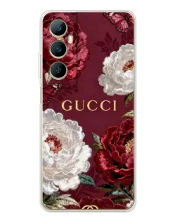 Чехол для Realme C76 с картинкой «Gucci — бордовые розы»