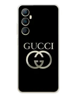 Чехол для Realme C76 с картинкой «Gucci — золото на черном»