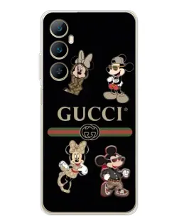 Чехол для Realme C76 с картинкой «Gucci — герои Disney и монограмма»
