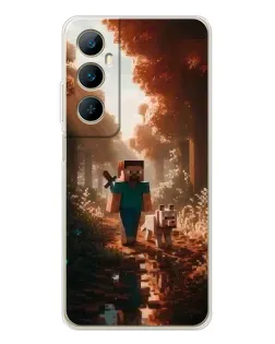 Чехол для Realme C76 с картинкой «Стив в лесу»