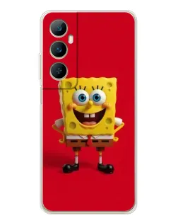 Чехол для Realme C76 с картинкой «Спанч Боб на красном»