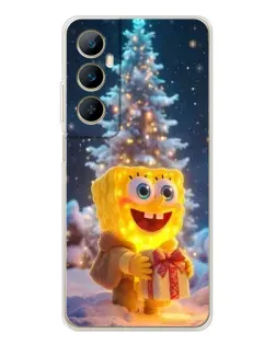 Чехол для Realme C76 с картинкой «Рождественский Спанч Боб»