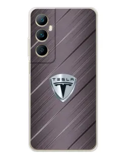 Чехол для Realme C76 с картинкой «Металлическая текстура Tesla»