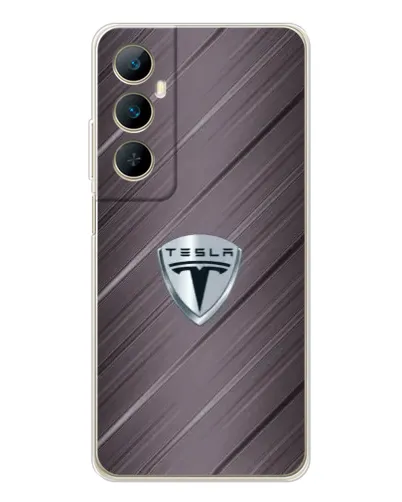 Чехол для Realme C76 с картинкой «Металлическая текстура Tesla»