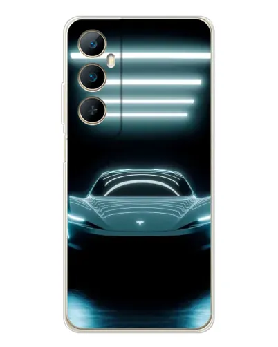 Чехол для Realme C76 с картинкой «Tesla в неоне»