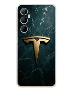 Чехол для Realme C76 с картинкой «Мраморная Tesla Gold»