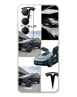 Чехол для Realme C76 с картинкой «Коллаж Cybertruck Tesla»
