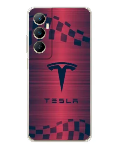 Чехол для Realme C76 с картинкой «Тесла красный карбон»