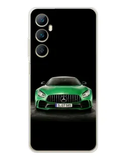 Чехол для Realme C76 с картинкой «Mercedes — неоновый лого»