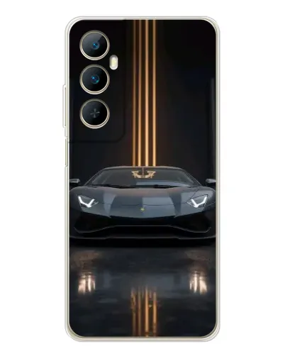 Чехол для Realme C76 с картинкой «Lamborghini золотые линии»