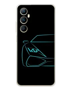 Чехол для Realme C76 с картинкой «Голубой силуэт Lamborghini»