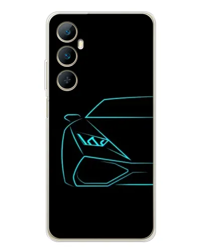 Чехол для Realme C76 с картинкой «Голубой силуэт Lamborghini»