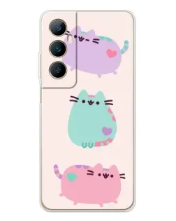 Чехол для Realme C76 с картинкой «Pusheen трио»