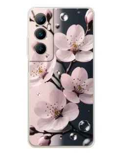 Чехол для Realme C76 с картинкой «Нежная сакура и капли»