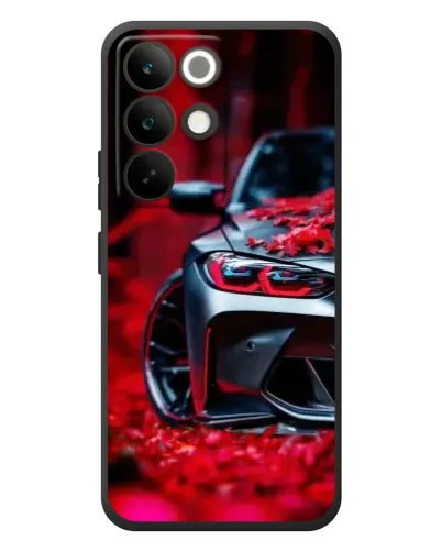 Чехол для Realme C85 Pro с картинкой «Спортивная BMW и цветы»