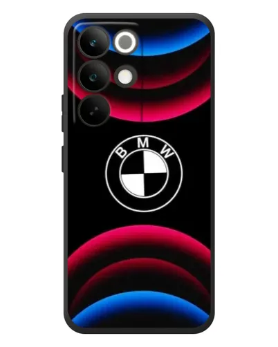 Чехол для Realme C85 Pro с картинкой «Логотип BMW и неоновые дуги»