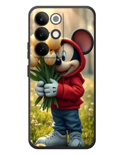 Чехол для Realme C85 Pro с картинкой «Микки с тюльпанами»
